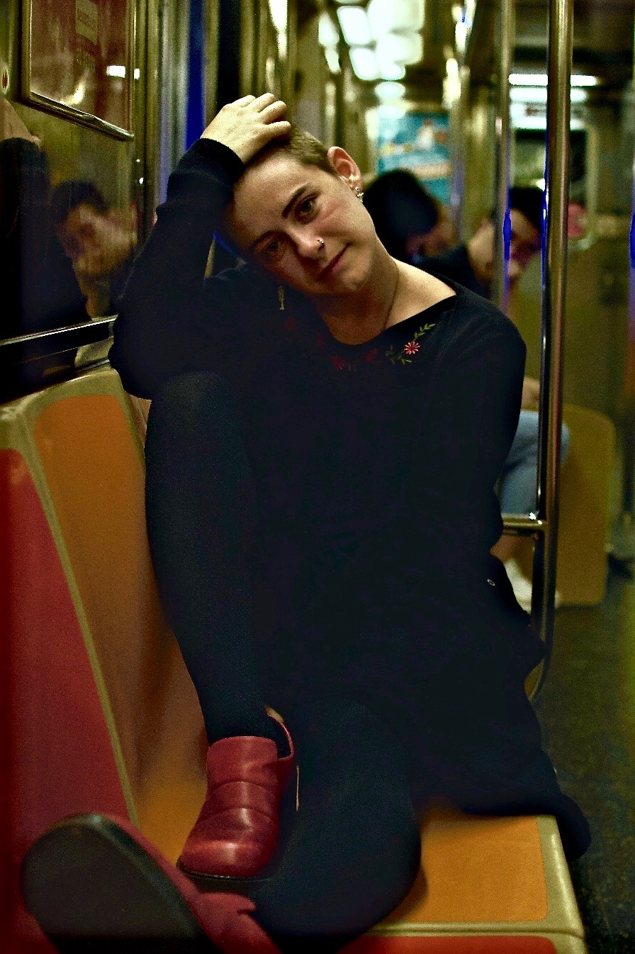 Perry Parsons riding the subway. Photo by Ellen Adele DeCesare