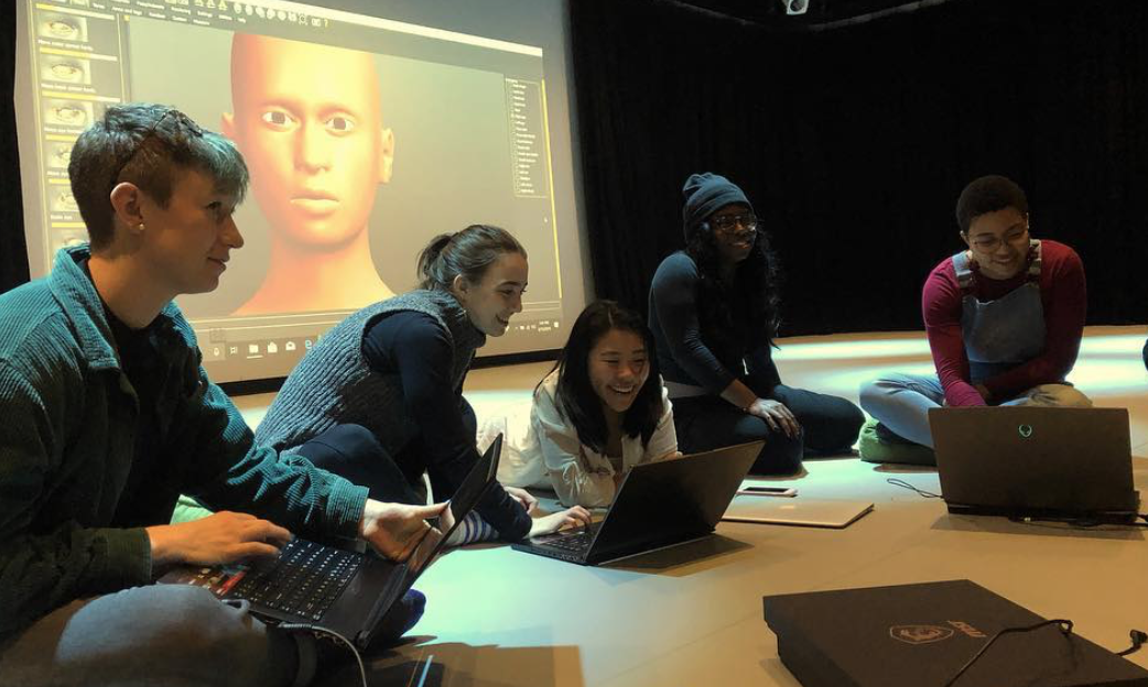 Students building avatars with MakeHuman programming- later applied to motion capture data.